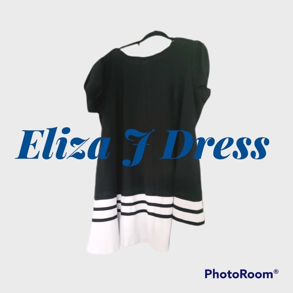 Eliza J Black and white pleated skater mini dress 22w